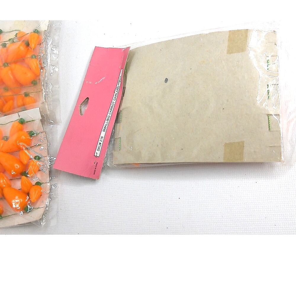 Vintage Fabric Bonanza Small Big Carrot Garland 3 Feet Orange SET OF 3 NEW - Picture 4 of 6